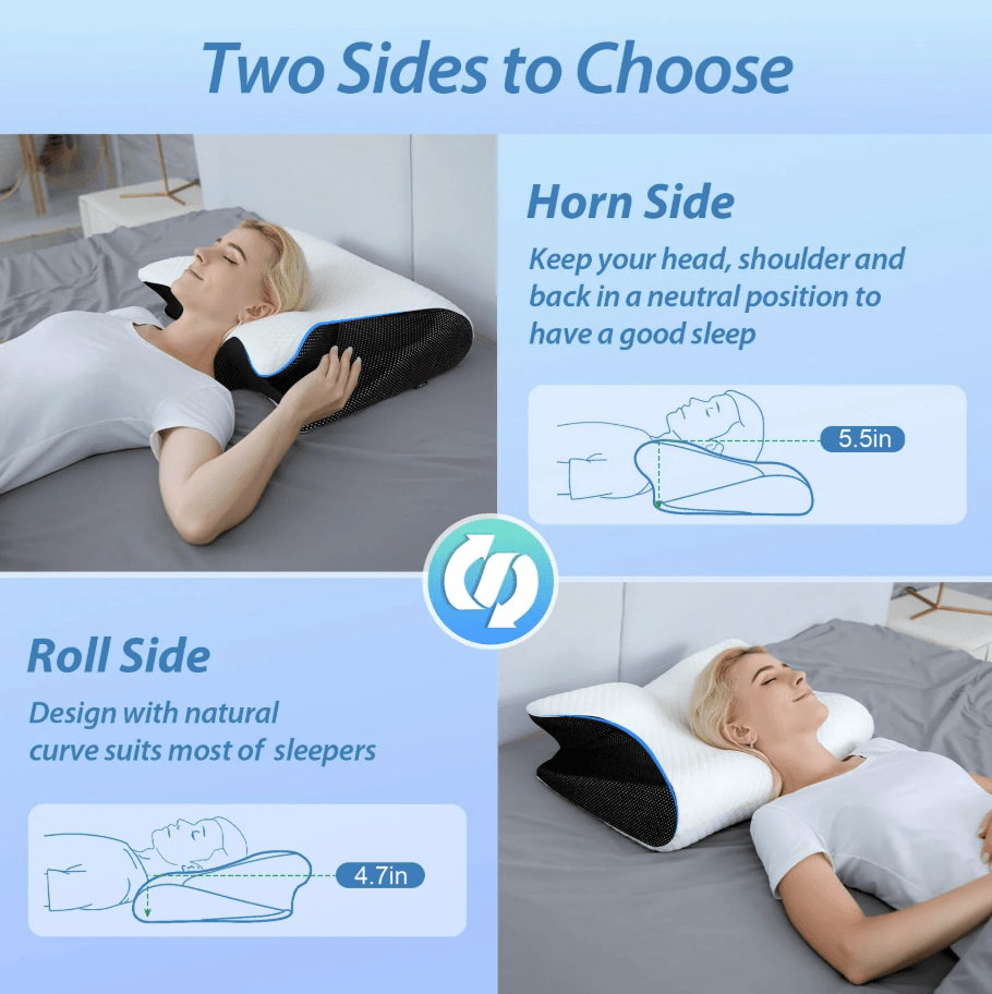 HOMCA 2-in-1 Cervical Pillow for neck pain relief ergonomic design