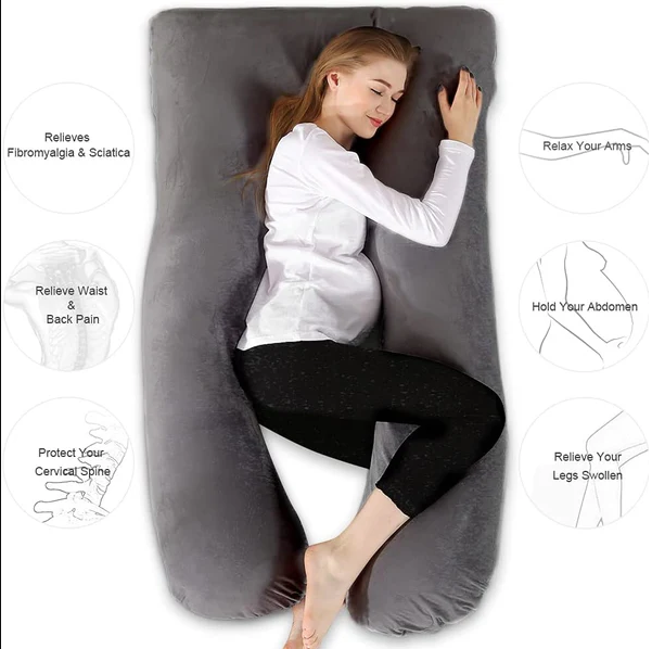 Diagram showing health benefits of Chilling Home pillow including back pain relief and cervical spine protection.